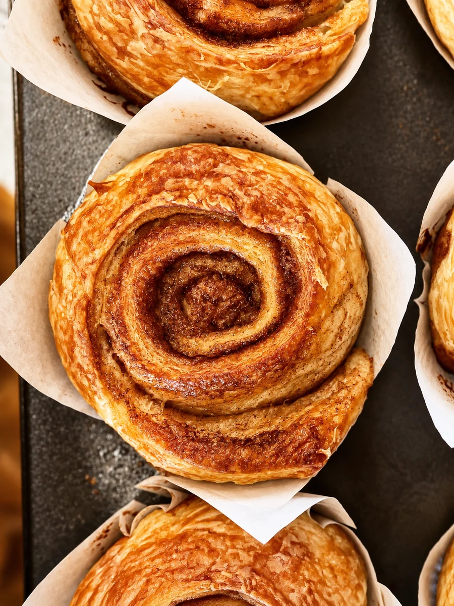 Large cinnamon rolls fresh from the cafe counter